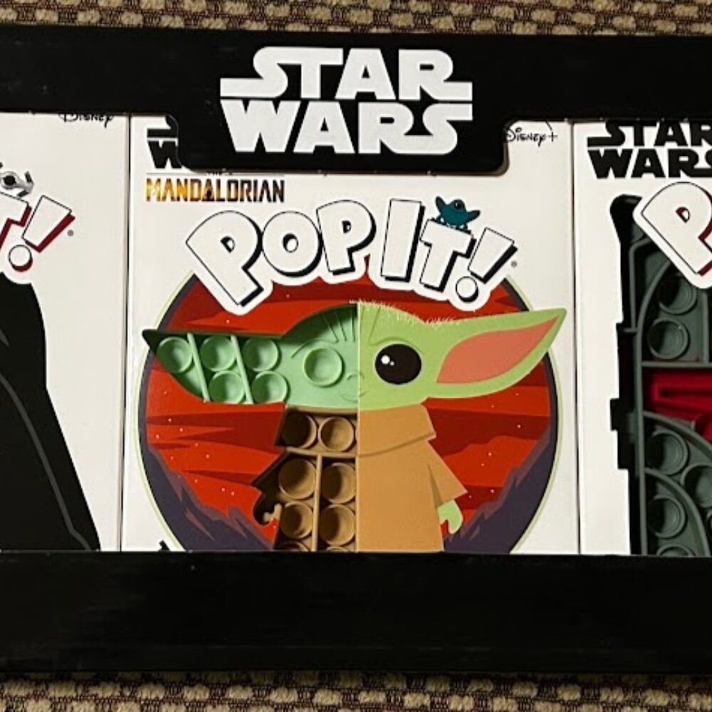 Disney Star Wars Pop It! 3-Pack – Darth Vader, Grogu (Baby Yoda), Boba Fett